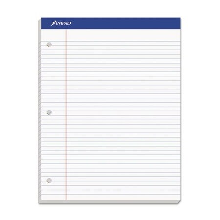 Ampad/ Of Amercn Pd&Ppr Ampad, DOUBLE SHEET PADS, MEDIUM/COLLEGE RULE, 8.5 X 11.75, WHITE, 100 SHEETS 20323